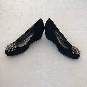 Black Suede Holiday Wedges